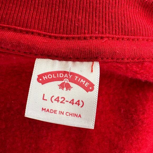 Holiday Time Ugly Christmas Falala Llama Print Red Sweatshirt Mens Sz L - Picture 4 of 6